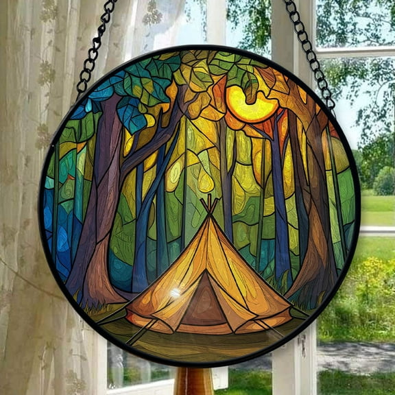 Hanging Stained Glass for Windows Camping Dream, Mother’s Day Keepsake, Valentine’s Day Decor, Festival Gift Ornament, Christmas Ornament Gift, Keepsake 2025