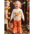 thumbnail image 5 of RUINIXCW Girl Fall Outfits Letter Embroidery Long Sleeve Pullover Plaid Flare Pants, 5 of 7