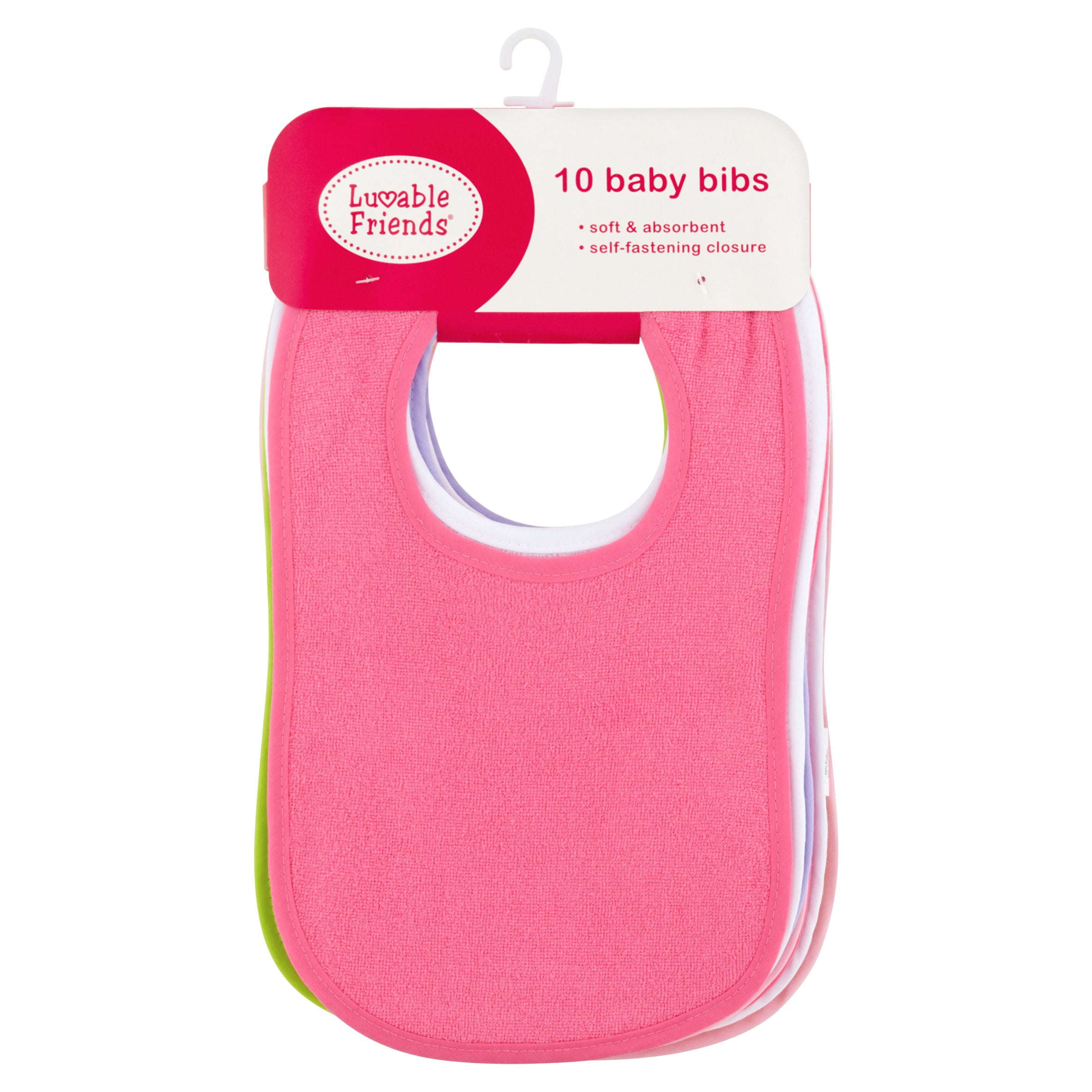 Luvable Friends Baby Bibs, 10 count