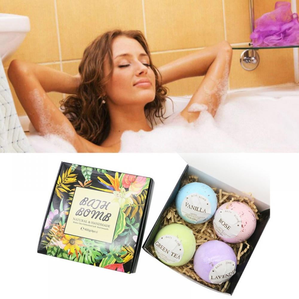 Bath Bombs with Surprise Inside - 4PCS Bathing Bombs Set - Explosion Ball Fizzy Spa Moisturizes Bubble Bath Salts - for Girls Princess Birthday Christmas Anniversary