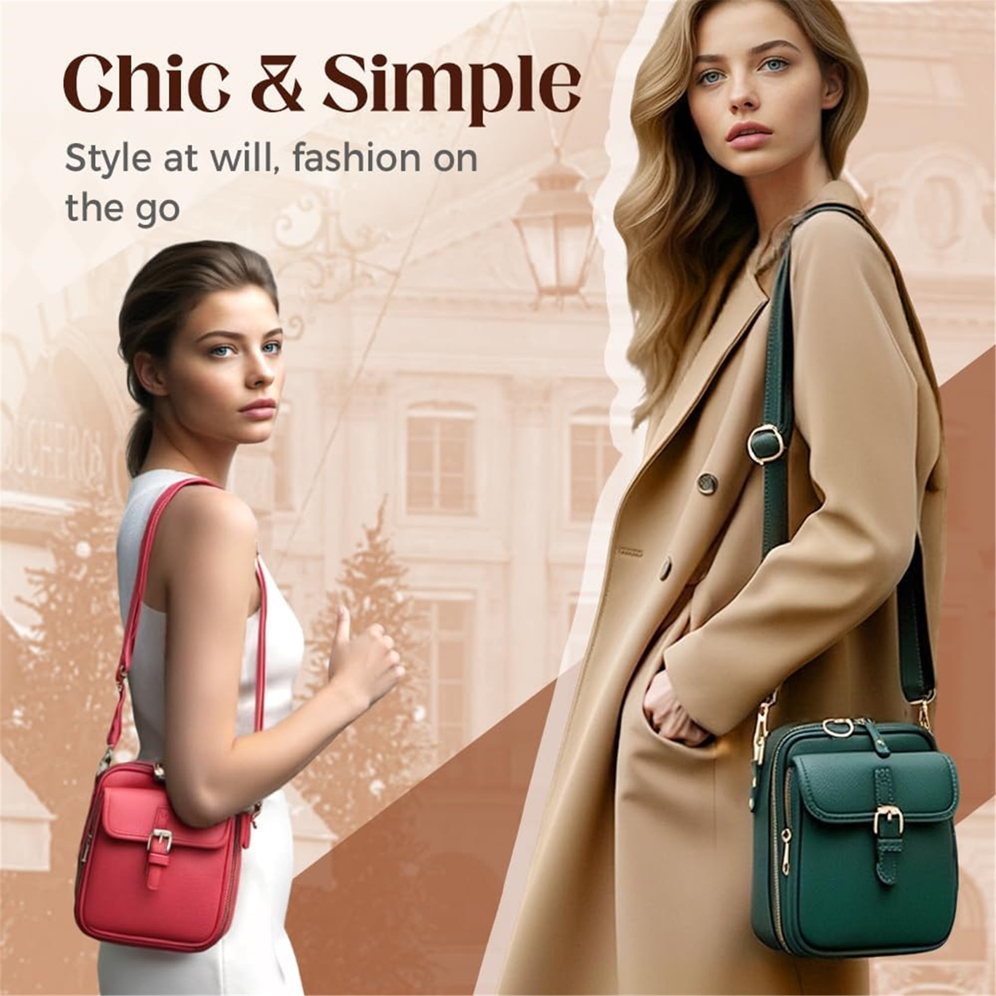 SQDWYGG Crossbody Leather Bag for Women, Multi-Slot Multifunctional Large Capacity Bags Adjustable Shoulder Bags,Green,1
