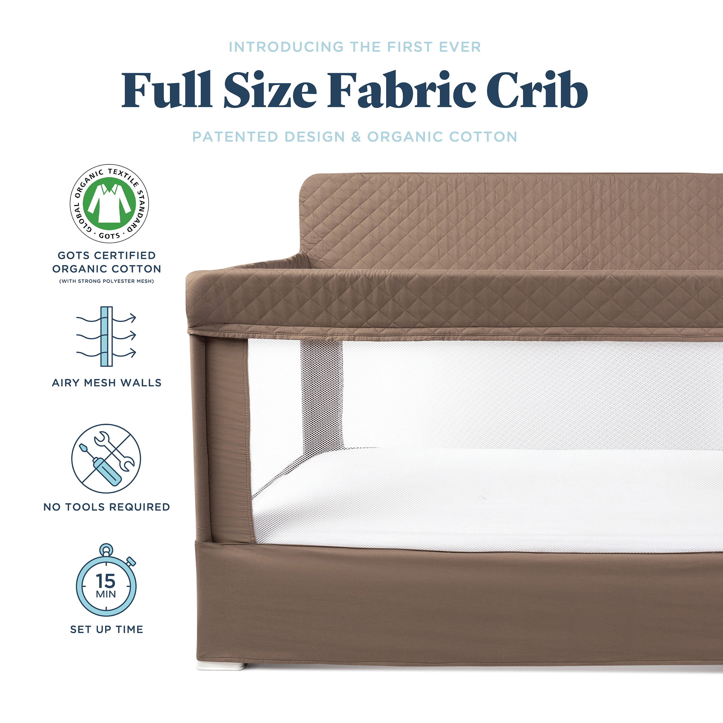 Baby Delight Lunaire Full Size Mesh Infant Crib & Playard, Organic Mocha