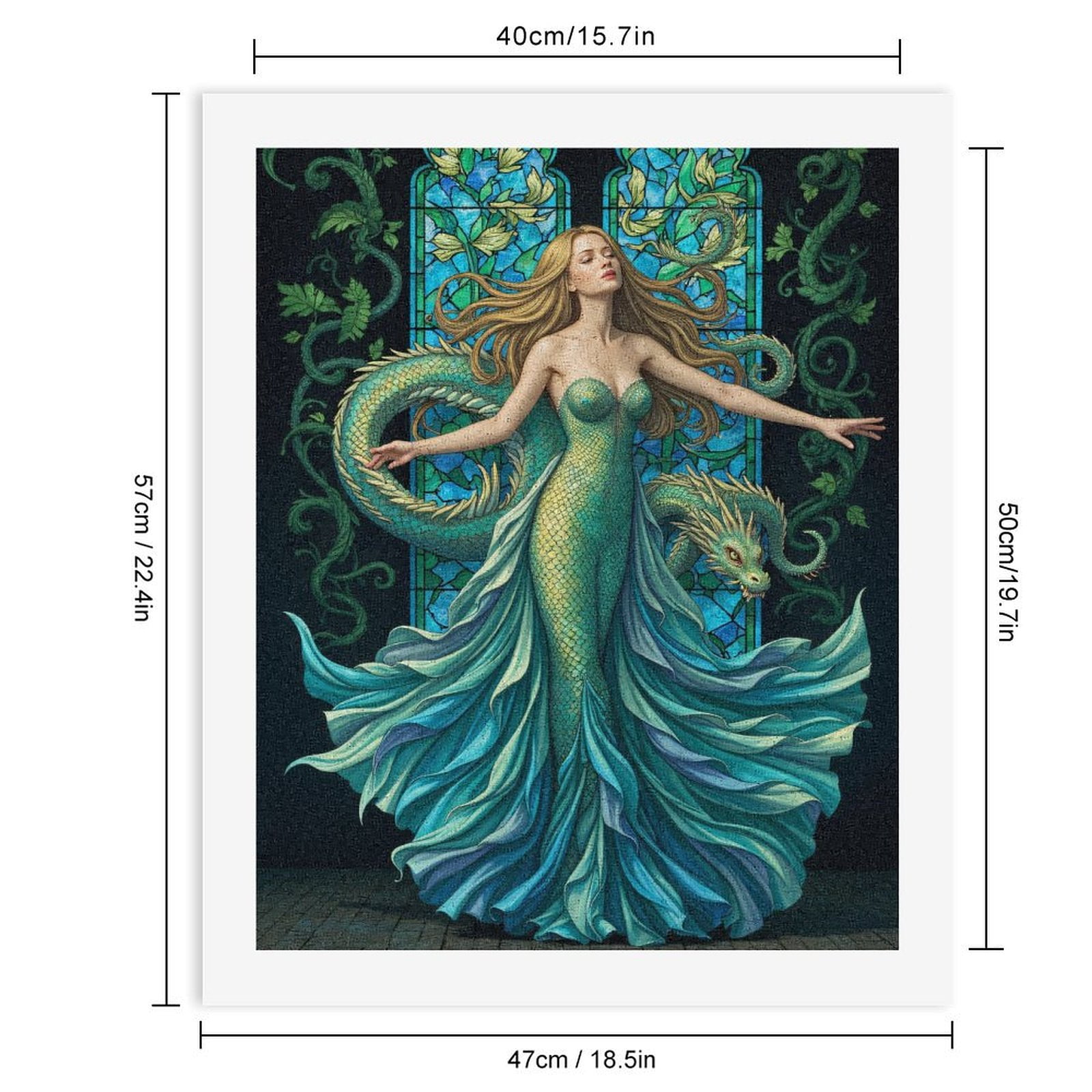 Paint By Numbers Kit for Adults Beginner - DIY Fantasy Woman Dragon Stained Glass Canvas Painting Kits for Adults, Frameless Paint By Number for Adults for Home Wall Decor 16x20 Inch