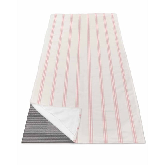 Pink Striped Yoga Towel for Hot Yoga Non Slip, Rustic Pink Stripe Modern Art Beige Yoga Mat Towel Absorbent Yoga Sweat Towels Microfiber Hot Yoga Blanket for Bikram Pilates 26"x70"