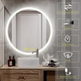 thumbnail image 5 of Brio Lighting SmartReflect Modern 32" Round LED Dimmable Anti-Fog Frameless Bathroom Vanity Mirror - Clear, 5 of 7