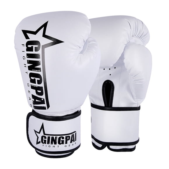 Naiovety Guantes de boxeo tailandeses dinámicos para entrenamientos desafiantes, núcleo de Velcros en la muñeca, guantes de entrenamiento de Accesorios para máquinas de ejercicios blanco 10 onzas