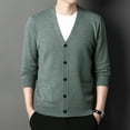 thumbnail image 4 of uikmnh Men's Knitted Cardigan Autumn and Winter Long Sleeved V Neck Wool Yarn Knit Sweater Jacket Trend Texture Solid Colour Button, 4 of 5