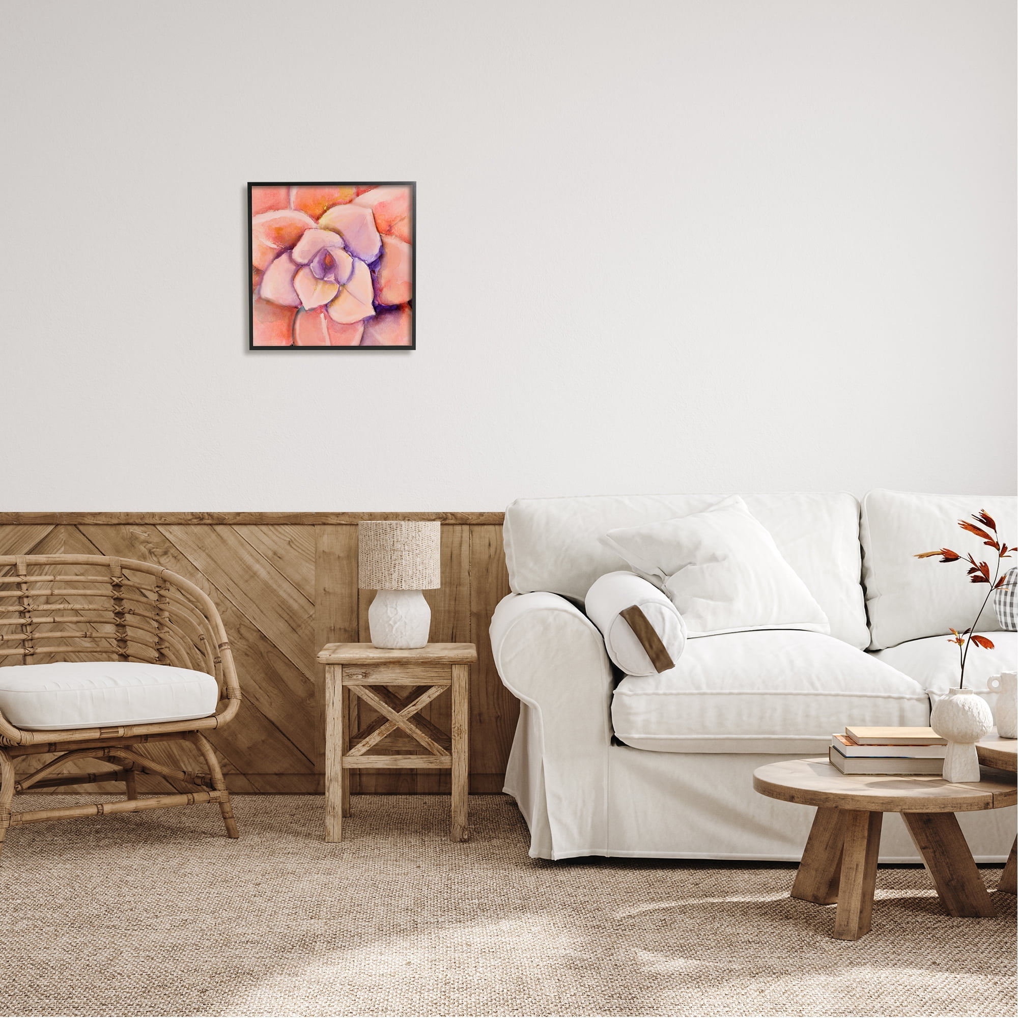 Stupell Industries Pink Flower Petals Painting Botanical & Floral Painting Black Framed Art Print Wall Art, 17 x 17