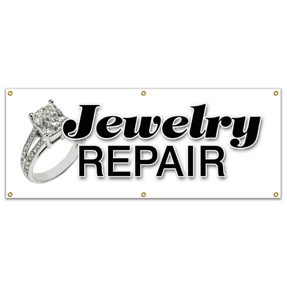 72" JEWELRY REPAIR BANNER SIGN watch batteries gold diamonds battery appraisals