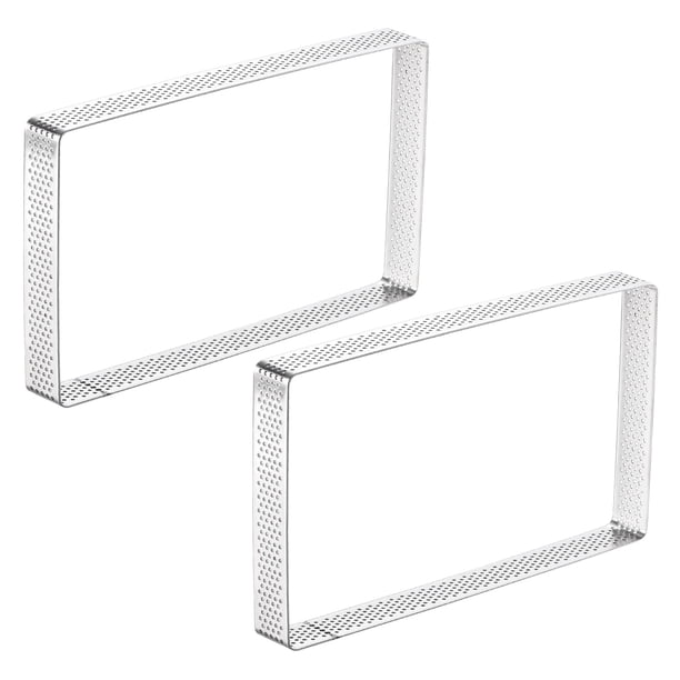 2uds Rectangulares Pastel Anillos, 7.5" x 4.3" Inoxidable Acero Pastel Mousse Anillo Postre Hornear Pastelería Hornear Herramientas para Pastel Postre, Plata