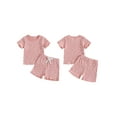 thumbnail image 2 of Toddler Baby Girls Shorts Clothing Set, 6 12 18 24 Months 2T 3T 4T Short Sleeve Crew Neck T-shirt with Shorts Floral Summer Outfit, 2 of 9