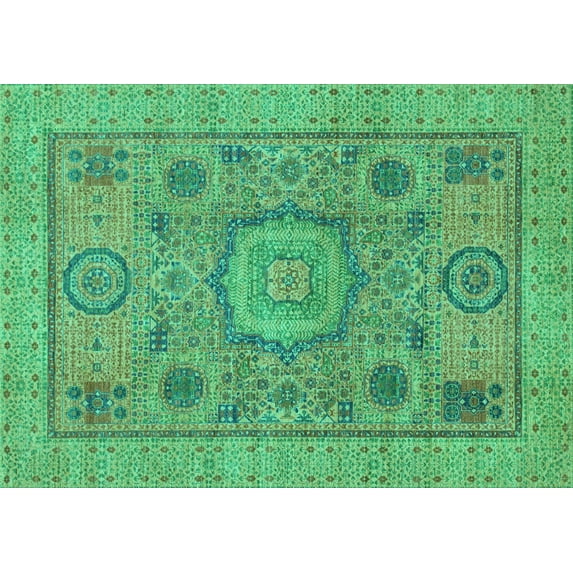Ahgly Company Indoor Rectangle Abstract Turquoise Blue Modern Area Rugs, 6' x 9'