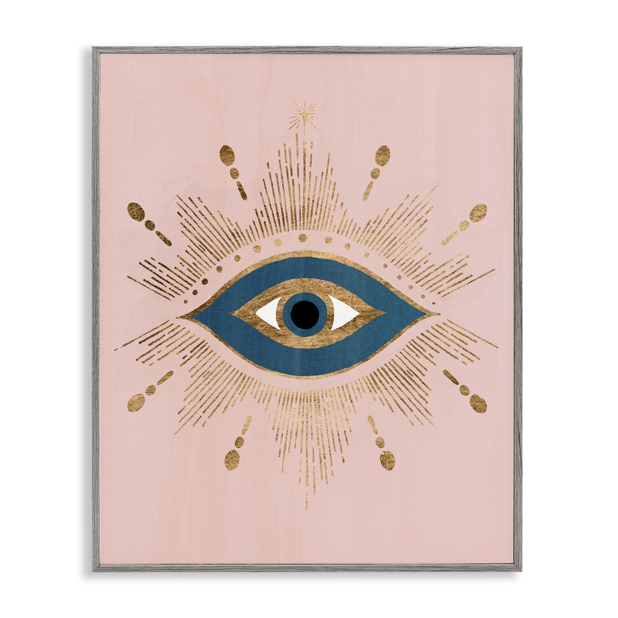 Stupell Industries Evil Eye Glam Boho Pattern Bold Blue Pink, 16 x 20, Design by Grace Popp