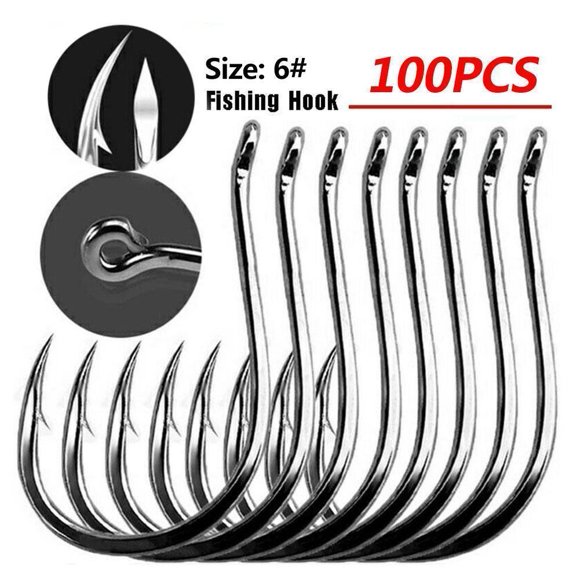 100Pcs Metal Fishing Tools Hooks Jig Big Hook Bait Holder 8 Sizes Fishhooks W8Q6