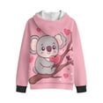 thumbnail image 3 of Psesaysky Girls Winter Jacket Cartoon Koala Print Girls Pink Hoodies Kids Full Zip Hoodie Girls Jacket Warm Cozy Outwear Coat with Pockets, Size S, 3 of 7