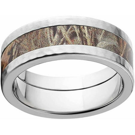 RealTree Max 4 Men's Camo Stainless Steel Ring with Hammered Edges and Deluxe Comfort Fit