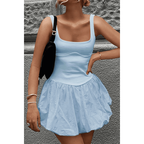 Bubble Hem Mini Dress (S, Black)