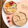 thumbnail image 6 of Suction Plates for Baby Toddler, Bamboo Divided Platter Feeding Dishes with Silicone Fork Spoon, All-Natural Baby Food Plate Stays for Baby-Led Weaning, Non-Slip Design, 6 of 7