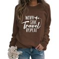 thumbnail image 3 of Gibobby Sudadera oversize mujer Sudadera de Manga Larga con Cuello Redondo y Ajuste clásico Sudadera para Mujer(Marrón,G), 3 of 4
