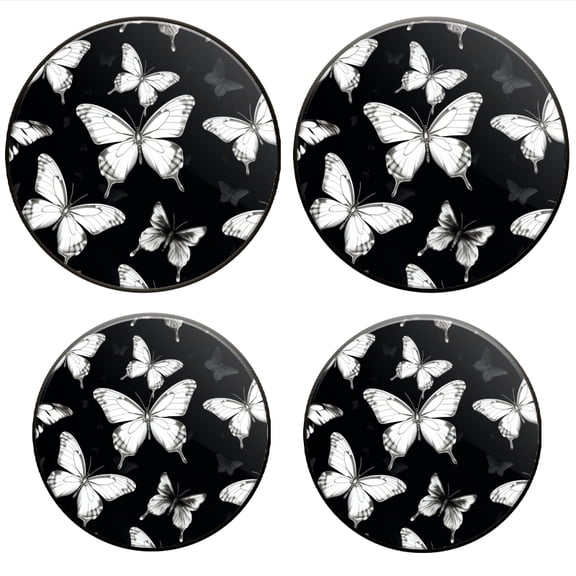 Bahomeck Electric Stove Burner Covers Set Of 4,Black And White Butterflies On Black Background Metal Gas Stove Burner Covers,Protecting Gas Stoves,8 Inch And 10 Inch