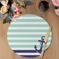 thumbnail image 3 of Anchor Aqua Round 13 Inch Placemats Set of 2, Modern Navy Blue White Striped Nautical HeatResistant Non Slip Place Mats for Dining Table, Wipeable Braided Kitchen Table Mats for Housewarming, 3 of 9