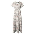 thumbnail image 7 of vigerkar Women Casual Loose Bohemian Floral Dress Short Sleeve Long Maxi Summer Beach Swing Dress Beige, S, 7 of 7