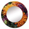 thumbnail image 2 of Designart "Orange Purple Mums In Bloom Bold Blossoms" Floral Rund Mirror For Wall Decor - Large Orange Round Print Mirror - Round Traditional Mirror 23" x 23" Inch - Wall Mounted Round Large Mirror, 2 of 5