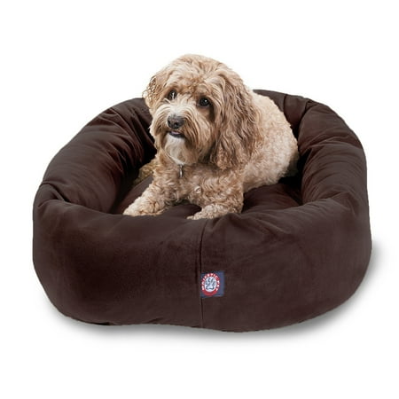 UPC: 0788995673019 | Majestic Pet Suede Bagel Dog Bed Machine Washable Chocolate Medium 32  x 23  x 7