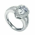 thumbnail image 2 of Pave Set Halo Women's Engagement Ring, Split Shank Wedding Ring, 2 Ct Simulated Pear Cut Diamond Ring, 925 Sterling Silver Anniversary Diamond Ring For Her Special Occasion Promise Ring, 2 of 4
