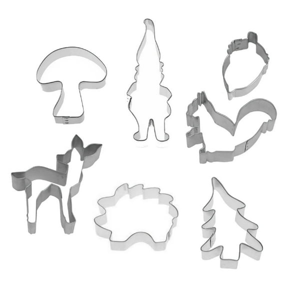 Gnome Woodland Animals 7 Piece Cookie Cutter Set - Mushroom, Acorn, Hedgehog, Deer, Gnome Cookie Cutters - The Cookie Cutter Shop - Tin Plate Steel