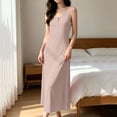 thumbnail image 6 of QIbmong Sleeveless Nightgowns for Women Henley Neck Maxi Summer Dress Casual Comfy Loose Fitted Loungewear(XXXXL,Khaki), 6 of 9
