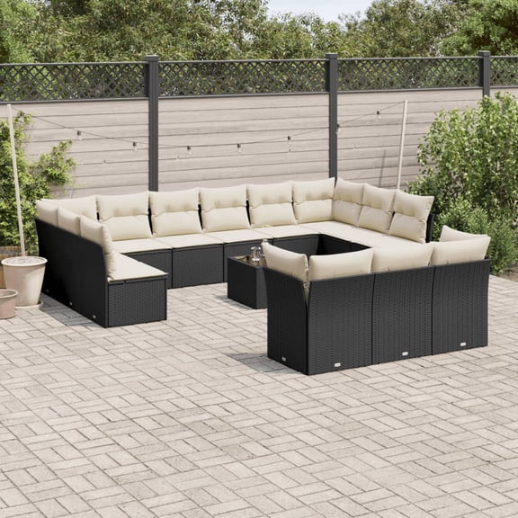 vidaXL Garden Sofa Set Black