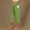 thumbnail image 3 of Juslio Girls Pants 4-14Years Kids Girls Solid Color Leisure Yoga Leggings Sports Elasticity With Pocket（Green Capris， 4 Years）, 3 of 9