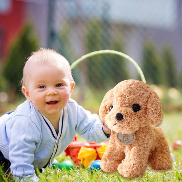 Jouet en Peluche Chien Teddy Simulation Poupée Chiot Cadeau pour Enfants