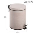 thumbnail image 3 of mDesign Small 1.3 Gal. Round Metal Step Trash Can w/ Liner, Stone Print - Beige, 3 of 8