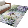 thumbnail image 2 of 2.7x5 Area Rugs, Purple Lavender Non-Skid Rubber Backing Large Rectangle Rugs - Living Room Bedroom Home Office, Green Leaves Spring Bike Botanical Indoor Floor Mat Carpets Washable Rug, 2 of 9