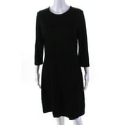 Escada Womens Metallic Knit Long Sleeve Sheath Dress Black Size EU 38