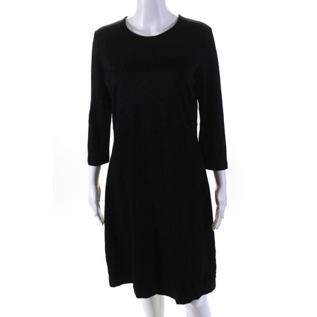 Escada Womens Metallic Knit Long Sleeve Sheath Dress Black Size EU 38