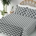 thumbnail image 3 of Ambesonne Skull Fitted & Flat Sheet with Shams 4 Pcs Set, Checkered Squares Gothic Art, Calking, Dark Blue Grey and White, 3 of 5