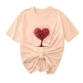 thumbnail image 3 of BiZtdJrK Women's Casual T Shirts Love Heart Graphic Valentines Day Tee Tops Crew Neck Short Sleeve Valentine Tees Beige S, 3 of 6