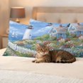 thumbnail image 3 of Spring Pillow Covers 2 Pack Colorful Flowers Town Beacon Ocean Country Scenery Pillowcase Waterproof Outdoor Throw Pillow Cover for Patio Balcony Rectangular Cushion 20”x12”, 3 of 9