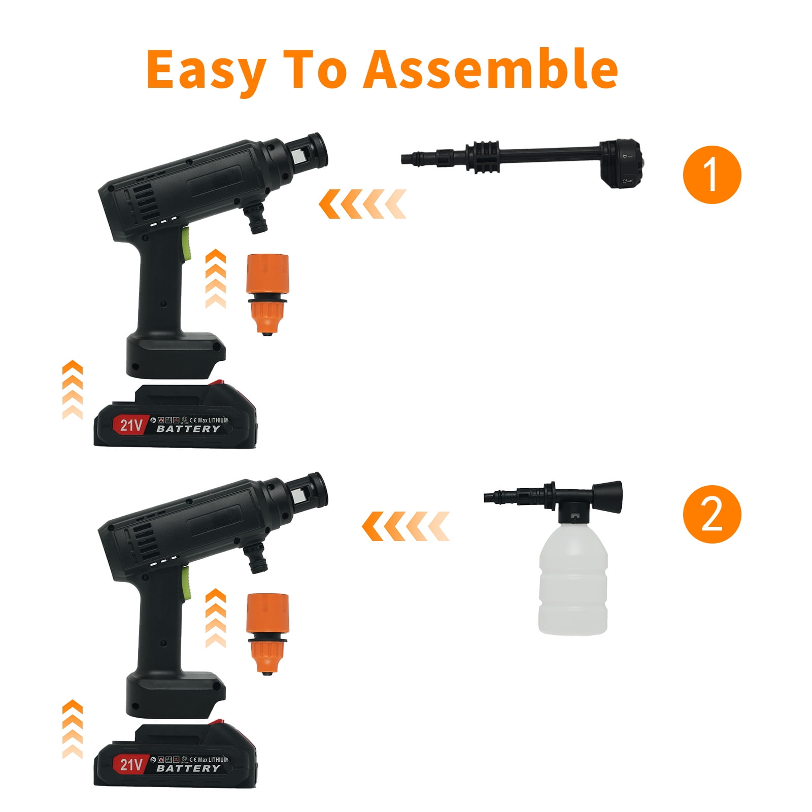 Cordless Pressure Washer, Brushless Motor Power Washer with 6-in-1 Adjustable Nozzle for Cars, Yard, Floor, Patio Cleaning