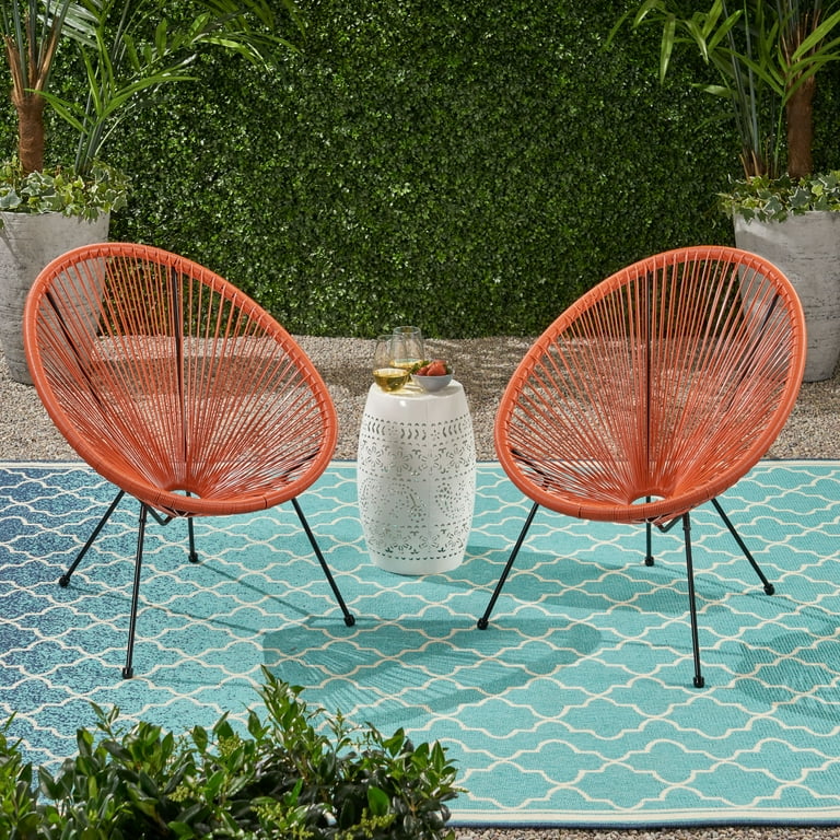 Major Outdoor Hammock Weave Chair with Steel Frame Set of 2 Orange and Black Finish Walmart