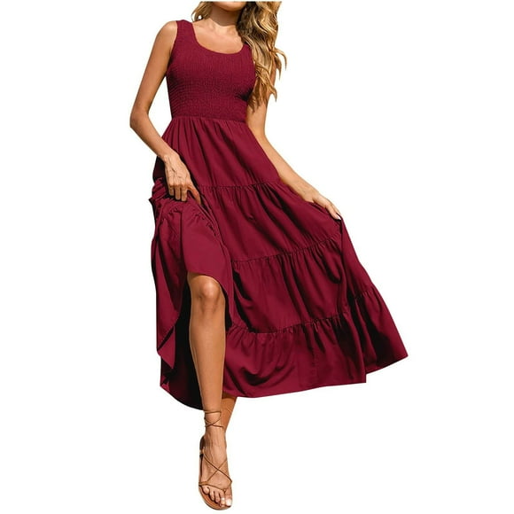 Vestido mini informal de playa sin mangas y con escote en V para mujer - Tejido elástico y ligero, para múltiples ocasiones