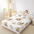 thumbnail image 3 of Castle Fairy Cute Watercolor Animal Deer King Sheets 4pcs for Boys,Adorable Fox Rabbit Owl Bedding,White Green Pink,1 Fitted Sheet, 1 Flat Sheet and 2 Pillowcases, 3 of 6