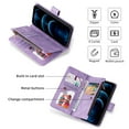 thumbnail image 3 of Decase for Samsung Galaxy S23 Ultra Wallet Case with Card Holder, PU Leather Kickstand Card Slots Adjustable Crossbody Lanyard Zipper Magnetic Flip Shockproof Cover Case 6.8 Inch, Purple, 3 of 9