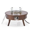 thumbnail image 3 of LeisureMod WBR-29-GL 20 x 29 x 29 in. Walbrooke Outdoor Patio Aluminum Round Fire Pit Side Table with Lid & Fire Glass, Brown, 3 of 14