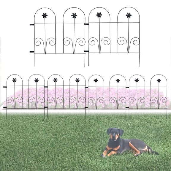Glamos Wire 29 inch Folding Round Top Clip Fence Metal Flower Border Panels 4 Pack 24 feet Total