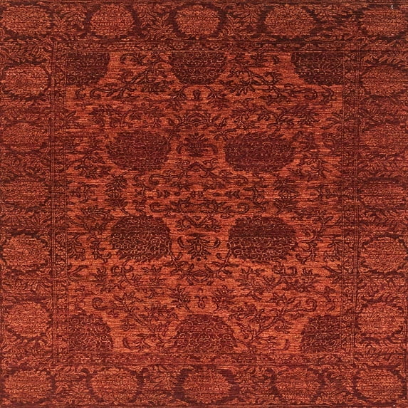 Ahgly Company Machine Washable Indoor Square Abstract Tomato Red Area Rugs, 4' Square