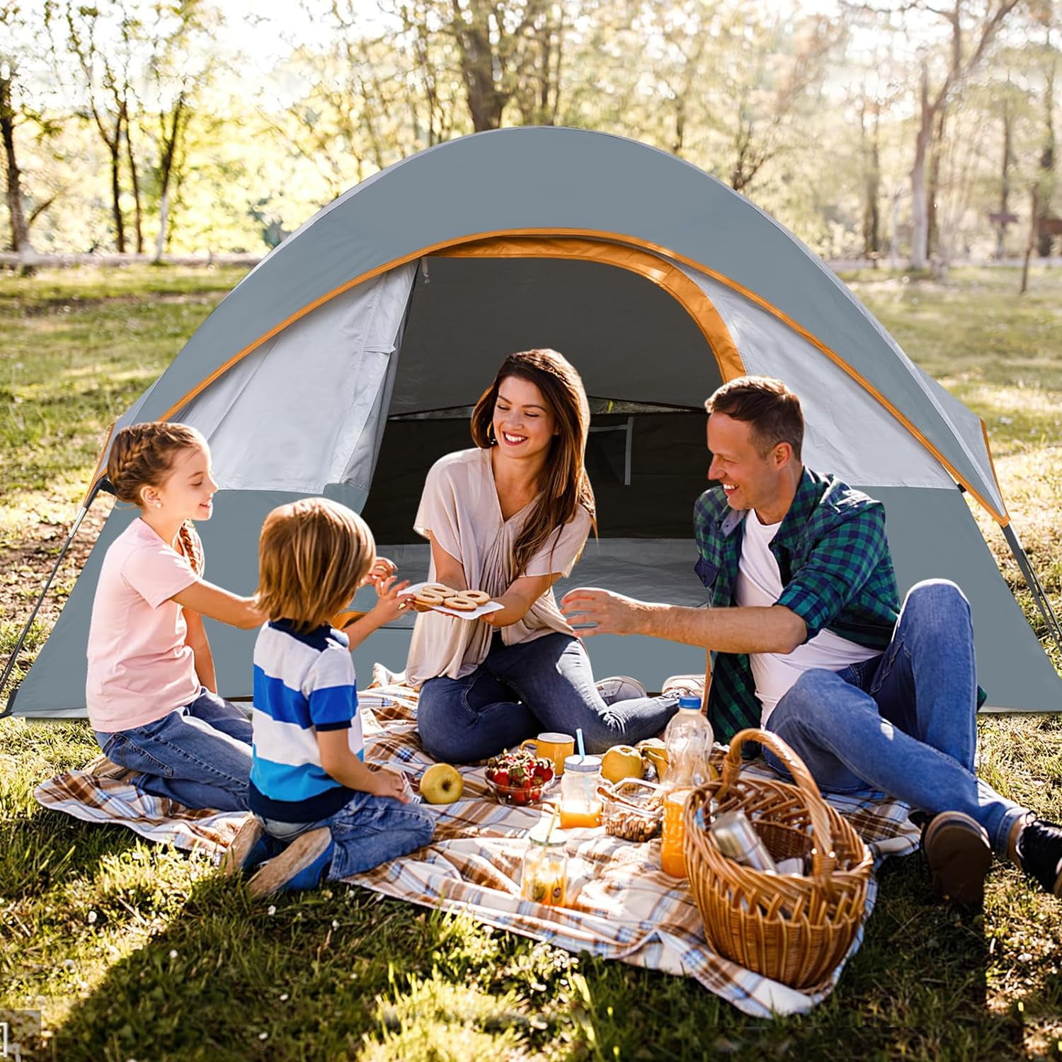 UNP Camping Tent 4 Person, Waterproof Windproof Tent with Rainfly Easy Set up-Portable Dome Tents for Camping